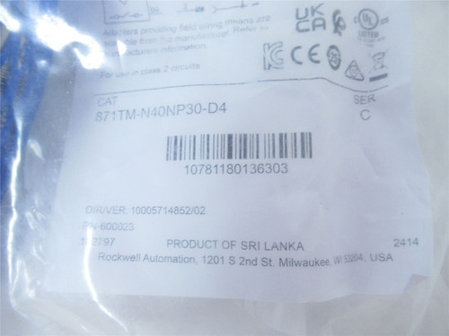 Allen-Bradley 871TM-N40NP30-D4; Inductive Sensor 30mmDiameter