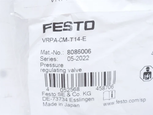 Festo VRPA-CM-T14-E; Pressure Regulator 8086006; 1/4" PTC