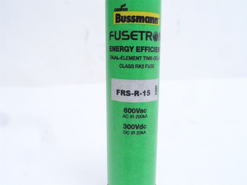 Bussmann FRS-R-15; Time Delay Fuse; 15A; 600VAC/300VDC