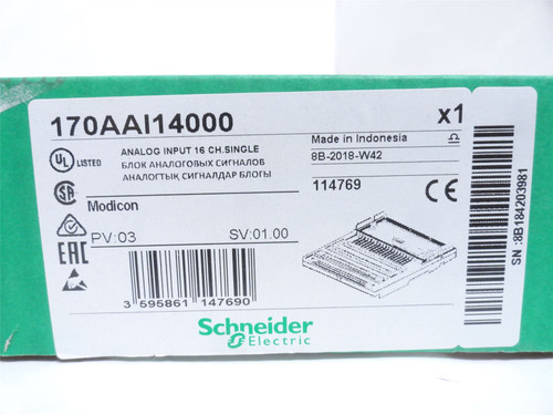 Schneider 170AAI14000; Input Module Expansion; 16 Channel