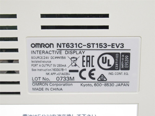 Omron NT631C-ST153-EV3; Color HMI Touchscreen; 24VDC; 10.4"
