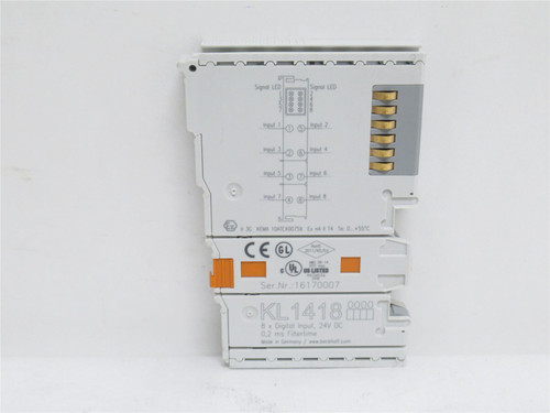 Beckhoff KL1418; Digital Input Bus Terminal; 24VDC; 8-Channel