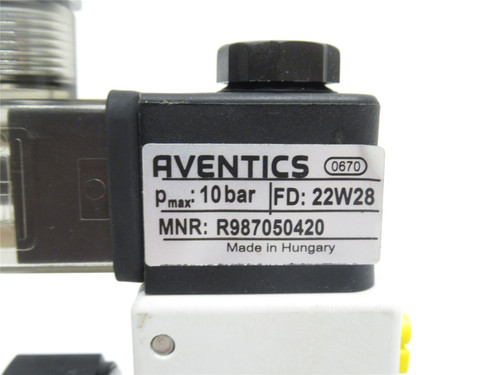 Aventics R987050420; Solenoid Valve 10BAR; 24VAC/DC; 3/8" Tube