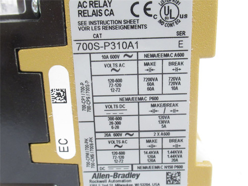 Allen-Bradley 700S-P310A1; Safety Relay 10A 115/120VAC