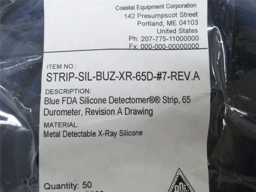 CEC STRIP-SIL-BUZ-XR-65D-#7; Blue FDA Silicone Strip; 50'L