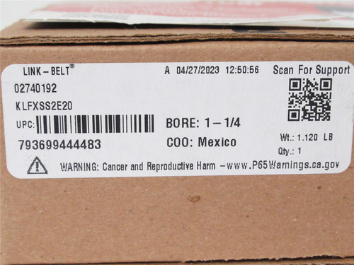 Rexnord KLFXSS2E20; Flange Bearing; 1-1/4" Bore
