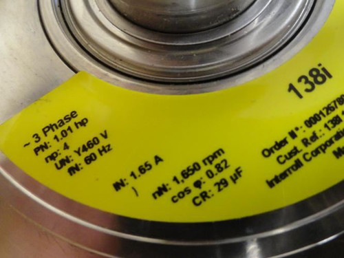 Interroll 1267801; Drum Motor; 32"W belt;SS; 47 fpm; 460V