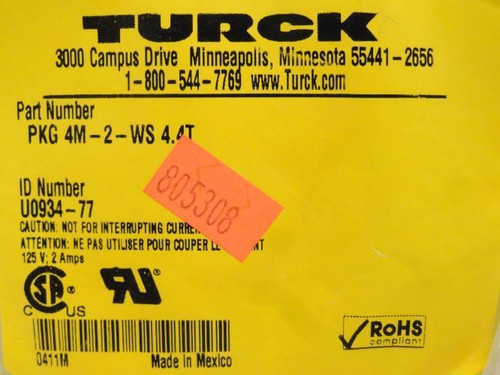 Turck PKG 4M-2-WS 4.4TU0934-77; Molded Cordset U0934-77