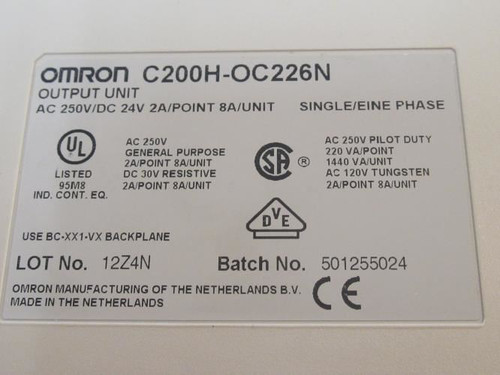 Omron C200H-OC226N; Output Module 250VAC/24VDC; 2A