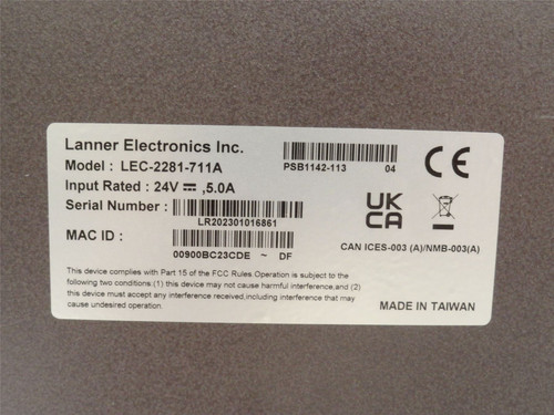 Lanner LEC-2281-711A; Sphinx Computer W10; 4GB Ram; 32GIG SSD