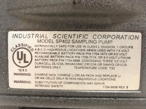 Industrial Scientific SP402; Sampling Pump 18102156
