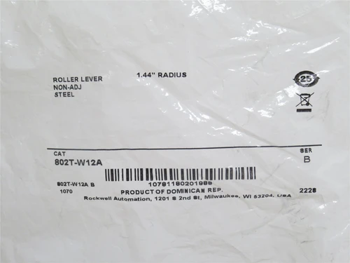 Allen-Bradley 802T-W12A; Offset Roller Lever; 3/4" Roller OD