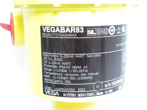 Vega B83.IXLFTGTSAXAINAX; VegaBar83 Pressure Transmitter; 35V