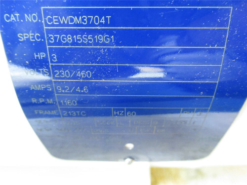 Baldor CEWDM3704T; Washdown Motor; 3HP; 230/460VAC; 1160RPM