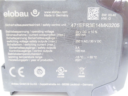 Elobau 471EFR3E14MK0205; Safety Relay 250VAC/30VDC; 3A/100mA