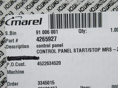 Marel 4265927; Control Panel; Start/Stop; MRS-21