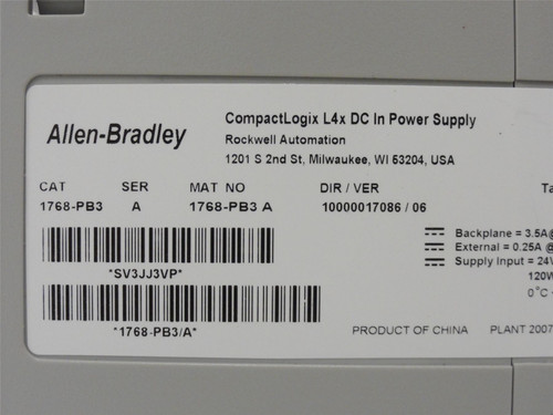 Allen-Bradley 1768-PB3; Power Supply; 24VDC; 90W