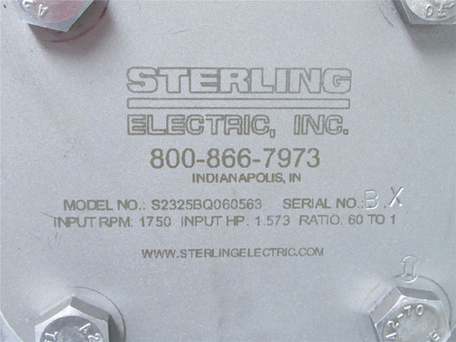 Sterling Electric S2325BQ060563; Gearbox; SS; 60:1 Ratio