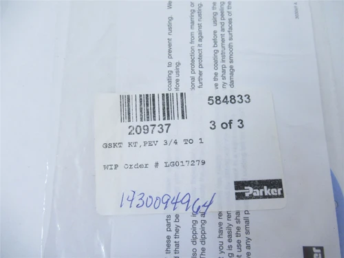 Parker 209737; Refrigeration Gasket Kit PEV 3/4" TO 1"