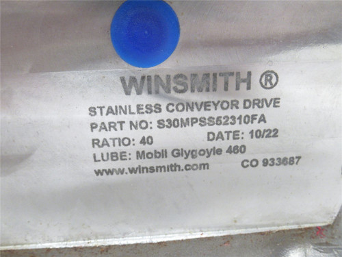 Winsmith S30MPSS52310FA; Gear Reducer; SS; RA; 40:1 Ratio