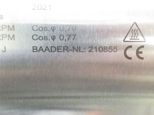 Baader 210855; AC Motor; SS; 0.55Kw; 480V; 1750RPM; 3PH; 60Hz
