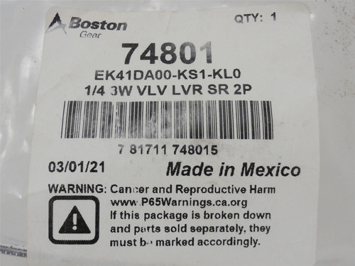 Boston Gear EK41DA00-KS1-KL0; Hydraulic Valve w/lever; 74801