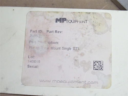 MP Equipment P-60-2217; Motor Mount Plate; SS; 15-3/4" Long