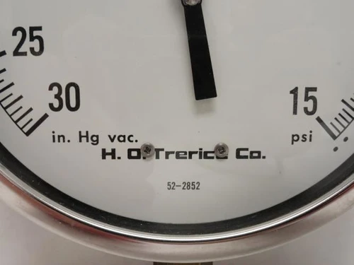 Trerice 52-2852; Surface Mount Vacuum Gauge -30 to 15Psi