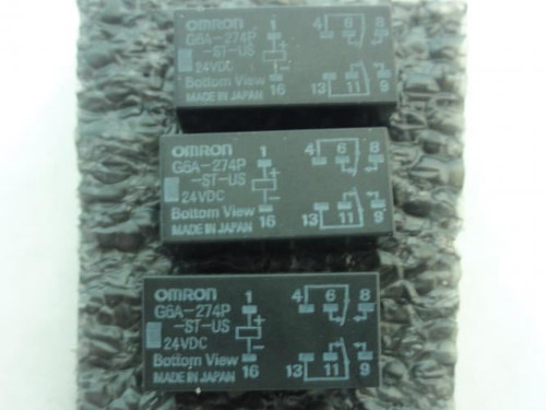 Omron G6A-274P-ST-US-DC24; Lot-3 Low Signal Relays; 24VDC