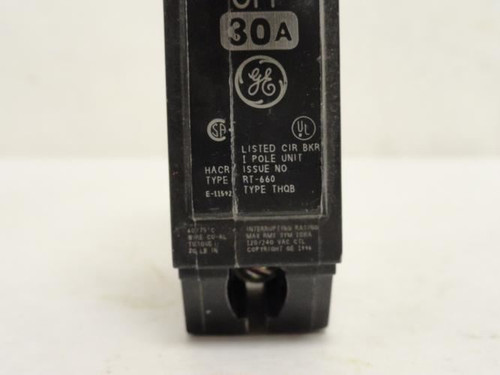 GE THQB1130; Circuit Breaker; 30A; 1P; 120/240VAC; Bolt-On