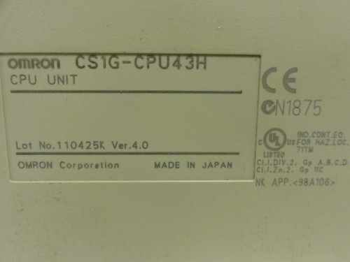 Omron CS1G-CPU43H; CPU Unit; Ver. 4.0