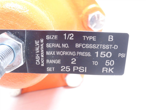 Cash-Valve 152A; Steam Regulator; 1/2NPT; 25PSI BFCSSSZTSST-D
