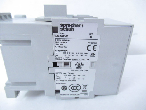 Sprecher+Schuh CA7-55E-00-24E; Contactor 55A 590V Coil 24VDC