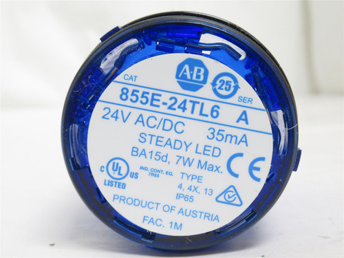 Allen-Bradley 855E-24TL6; Stack Light; Blue; 24VAC/DC