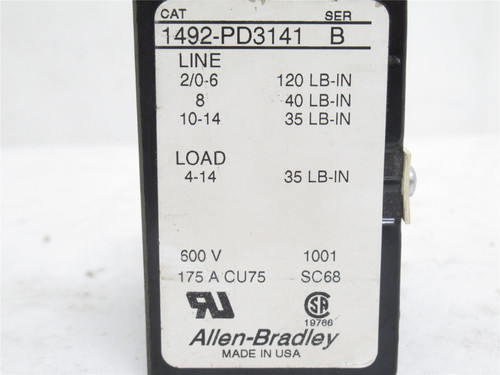 Allen-Bradley 1492-PD3141; Distribution Block; 175A; 600VAC