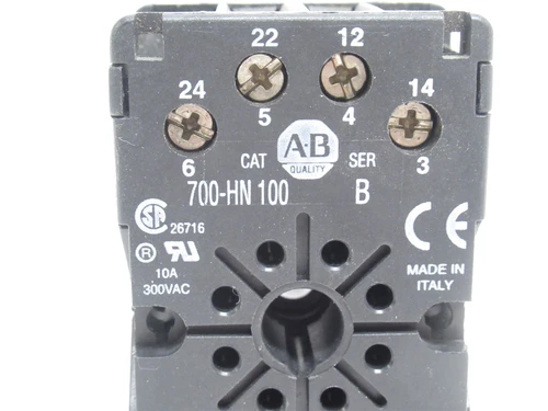 Allen-Bradley 700-HN100; Relay Socket; 10A; 300VAC; 8-Pin