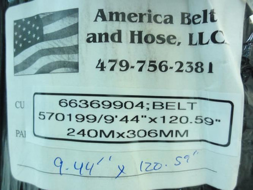 America Belt and Hose 570199; Infeed Belt; 306mm W; 240M L