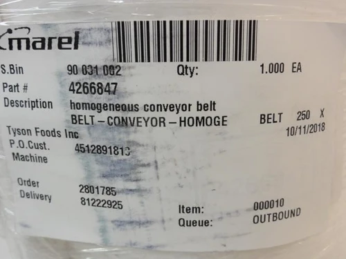 Marel 4266847; Conveyor Belt; 250mm W; 15.084' L