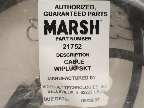 Marsh 21752; Printhead Power Cable W/Plug; 10' Long