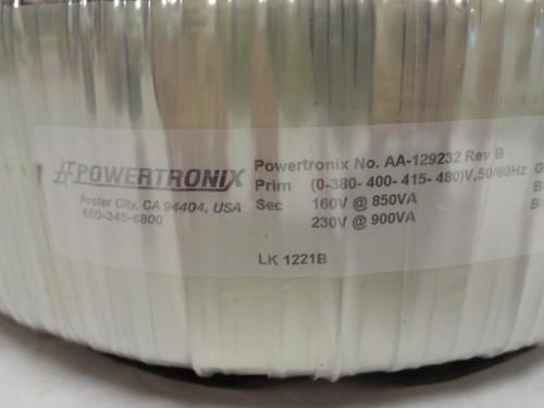 Powertronix AA-129232; Transformer 0-380-400-415VAC Primary