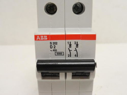 ABB S202-D2; Circuit Breaker; 2A; 2P; 480VAC; DIN Rail