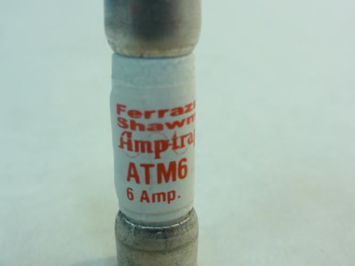 Ferraz ATM6; Lot-4 Fuse; 6A; 600V 13/32"OD x 1-1/2"L