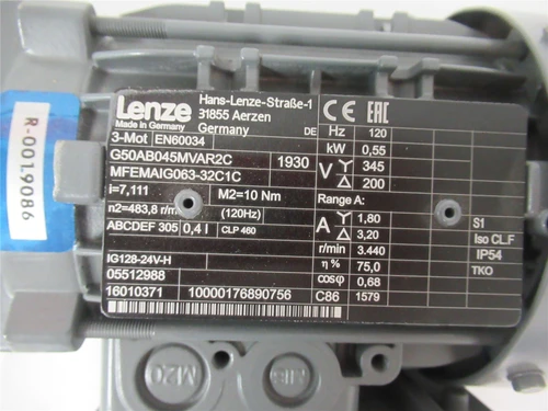 Lenze G50AB045MVAR2C; Motor-Gearbox (see photo-2 for detail)