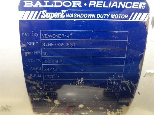 Baldor VEWDM3714T; AC Motor; 10HP; 230/460V; 1770RPM; 3Ph