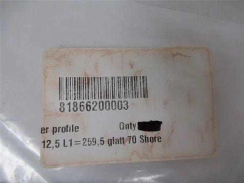 Multivac 81866200003; Straight Gasket 12.5 x 260 mm Clear