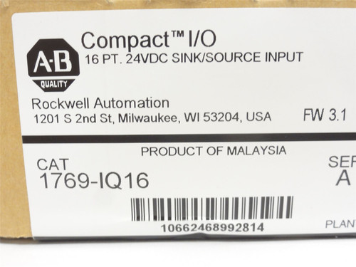 Allen-Bradley 1769-IQ16; Compact I/O Module; 24VDC; 16 Ch