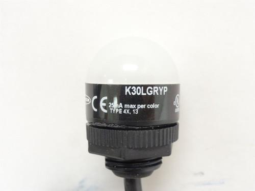 Banner K30LGRYP; LED Panel Mount Indicator 10-30VDC; 30mm Dome