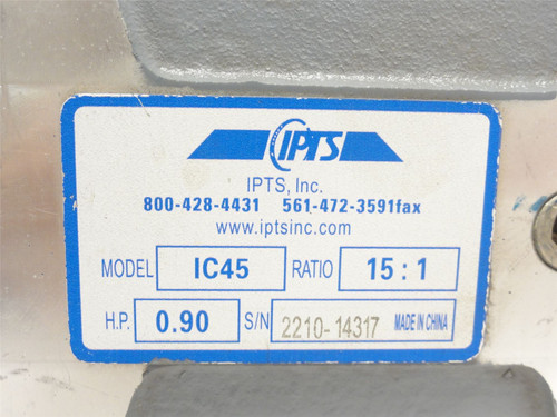 IPTS IC45; Speed Reducer; Altered Flange; 15:1 Ratio