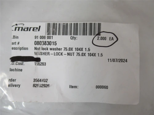 Marel 80383015; Lot-2 Nut Lock Washer 75x104x1.5
