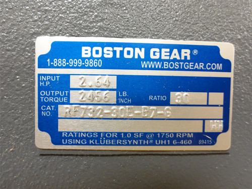 Boston Gear RF732-30E-B7-G; Speed Reducer; 30:1 Ratio; RA